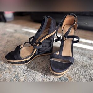 Massimo Dutti Wedge Sandals Size 39 Dqrk Blue